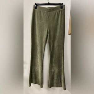 Corduroy Flare Yoga Pants- Fall Winter 70s 90s Sage Green Boho, Size XL